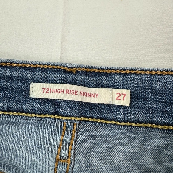 Levi’s 721 High Rise Skinny Distressed Jeans Size 27 - Picture 3 of 11